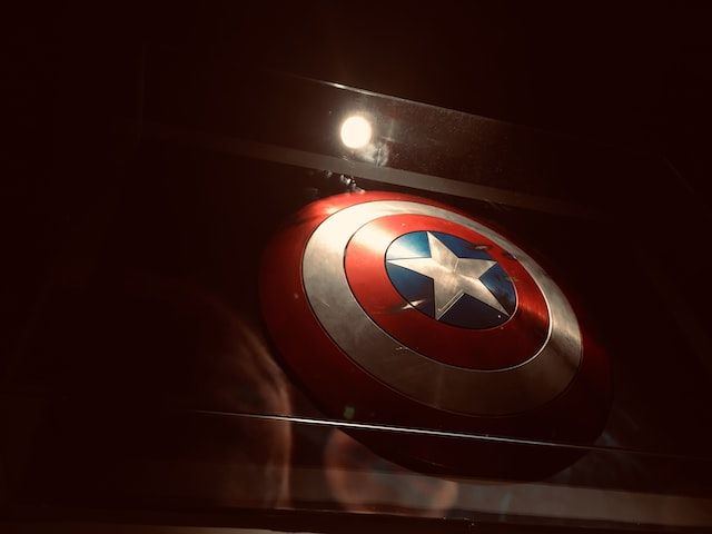 a photo of the metallic captain America shield